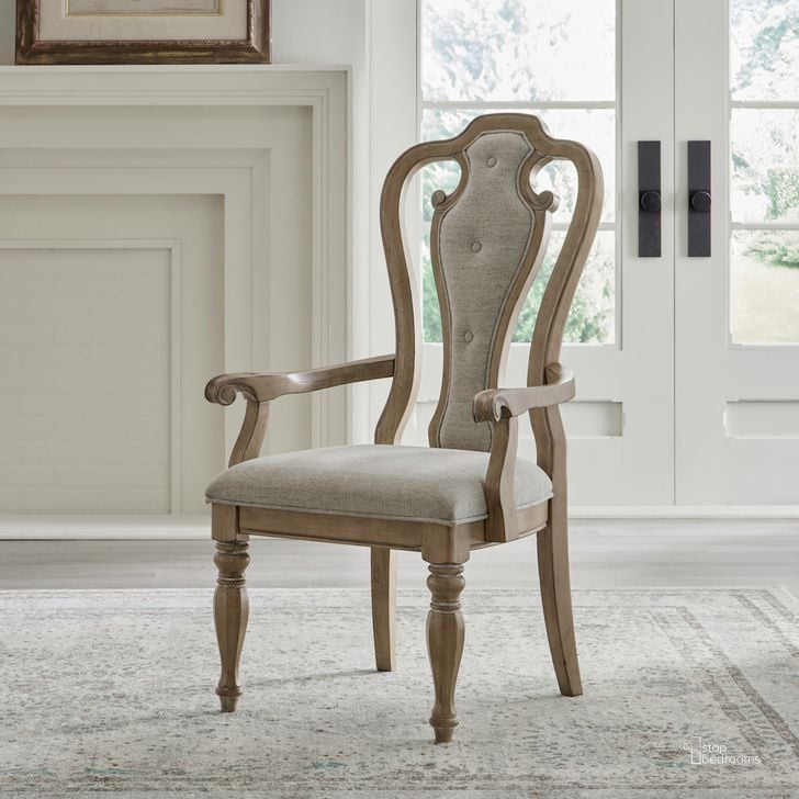 The appearance of Magnolia Manor Splat Back Arm Chair Set of 2 In Weathered Bisque designed by Liberty in the traditional interior design. This bisque piece of furniture  was selected by 1StopBedrooms from Magnolia Manor Collection to add a touch of cosiness and style into your home. Sku: 244N-C2501A. Product Type: Arm Chair. Material: Poplar.