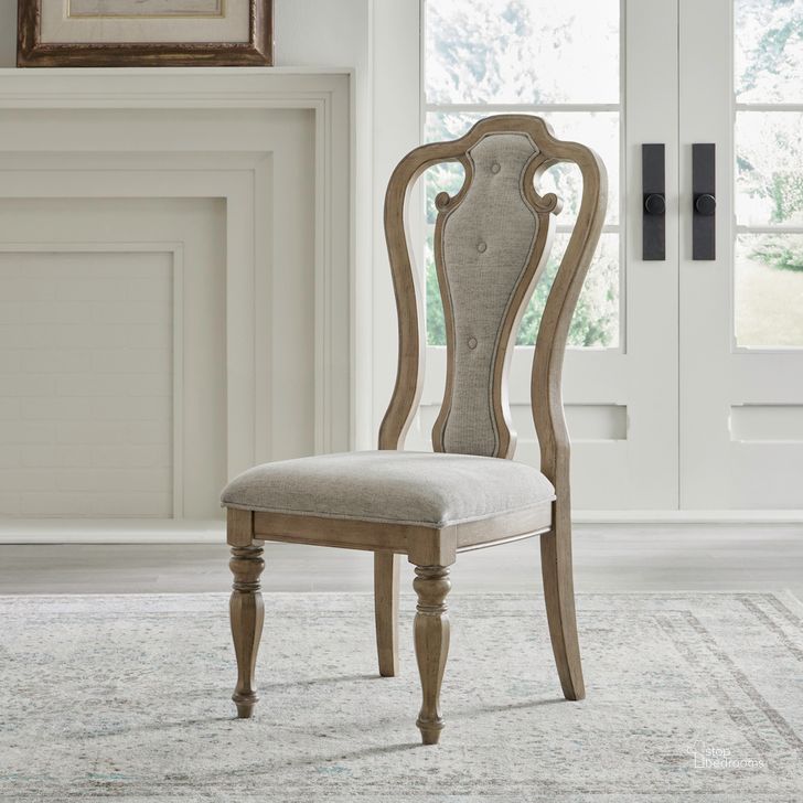 The appearance of Magnolia Manor Splat Back Upholstered Side Chair Set of 2 In Weathered Bisque designed by Liberty in the traditional interior design. This bisque piece of furniture  was selected by 1StopBedrooms from Magnolia Manor Collection to add a touch of cosiness and style into your home. Sku: 244N-C2501S. Product Type: Side Chair. Material: Poplar.