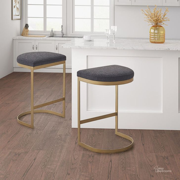 The appearance of Maison Counter Stool In Charcoal/Antique Gold designed by Olliix in the modern / contemporary interior design. This charcoal/antique gold piece of furniture  was selected by 1StopBedrooms from Maison Collection to add a touch of cosiness and style into your home. Sku: MP104-1079. Material: Wood. Product Type: Barstool. Image1