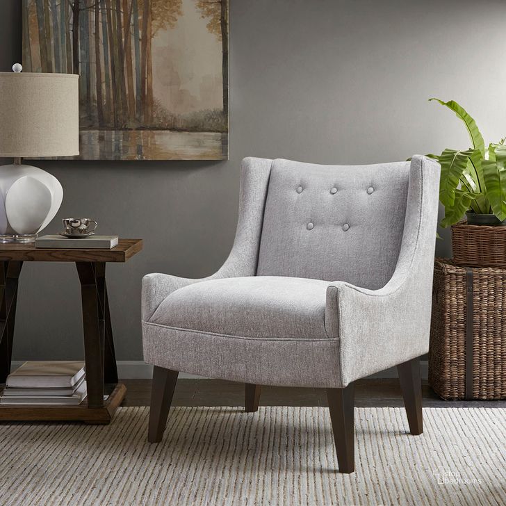 The appearance of Malabar Accent Chair In Gray designed by Olliix in the transitional interior design. This gray piece of furniture  was selected by 1StopBedrooms from Malabar Collection to add a touch of cosiness and style into your home. Sku: MP100-1168. Material: Wood. Product Type: Accent Chair. Image1