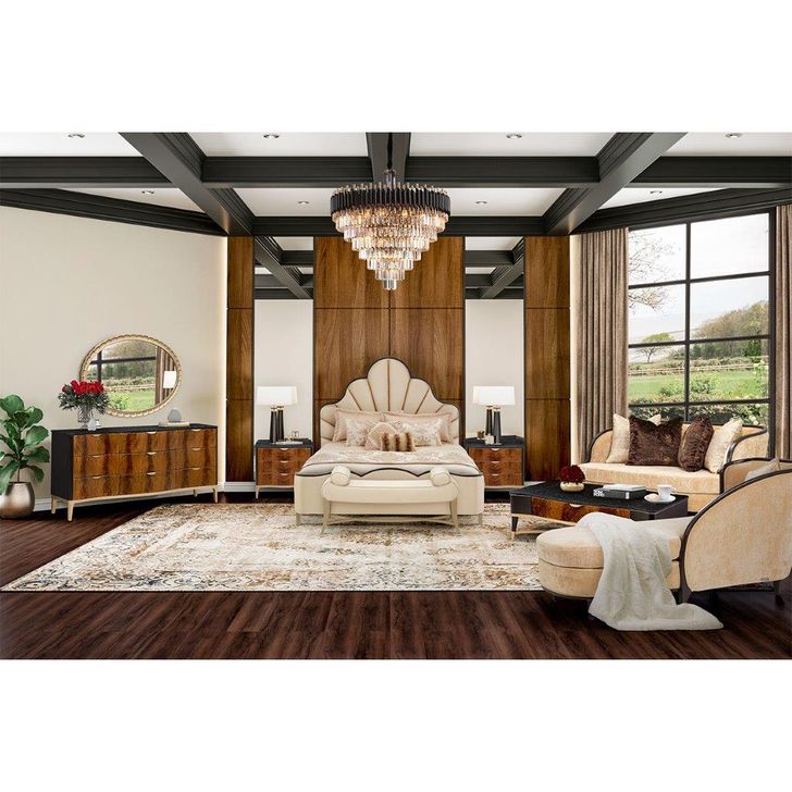 The appearance of Malibu Crest Dark Espresso Bedroom Set designed by AICO in the modern / contemporary interior design. This dark espresso piece of furniture  was selected by 1StopBedrooms from Malibu Crest Collection to add a touch of cosiness and style into your home. Sku: 9007010-412;9007040-411;9007130-412;9000238-00. Bed Type: Panel Bed. Material: Wood. Product Type: Panel Bed. Bed Size: Queen. Image1