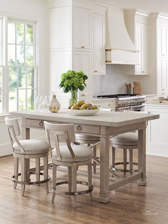 The appearance of Malibu Grey Seaboard Bistro Table Set designed by Barclay Butera in the modern / contemporary interior design. This beige piece of furniture  was selected by 1StopBedrooms from Malibu Collection to add a touch of cosiness and style into your home. Sku: 01-0926-873C;01-0926-895-01. Product Type: Bistro and Bar Table Set. Image1
