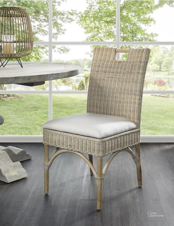The appearance of Malio White Wash Dining Chair designed by Padmas Plantation in the modern / contemporary interior design. This white wash piece of furniture  was selected by 1StopBedrooms from Malio Collection to add a touch of cosiness and style into your home. Sku: MAL12-WHW. Product Type: Dining Chair. Material: Rattan.