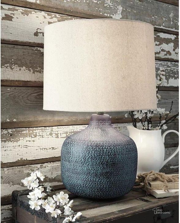 The appearance of Malthace Patina Metal Table Lamp designed by Signature Design by Ashley in the modern / contemporary interior design. This patina piece of furniture  was selected by 1StopBedrooms from Malthace Collection to add a touch of cosiness and style into your home. Sku: L207304. Material: Stone. Product Type: Table Lamp. Image1