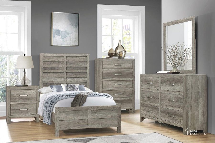 The appearance of Mandan Weathered Gray Youth Panel Bedroom Set designed by Homelegance in the transitional interior design. This gray piece of furniture  was selected by 1StopBedrooms from Mandan Collection to add a touch of cosiness and style into your home. Sku: 1910GYT-1;1910GYT-2;1910GYT-3;1910GY-4. Bed Type: Panel Bed. Material: Wood. Product Type: Panel Bed. Bed Size: Twin. Image1