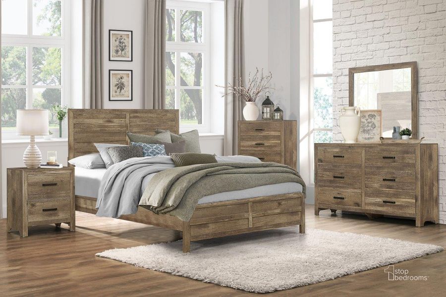The appearance of Mandan Weathered Pine Panel Bedroom Set designed by Homelegance in the transitional interior design. This brown piece of furniture  was selected by 1StopBedrooms from Mandan Collection to add a touch of cosiness and style into your home. Sku: 1910-1;1910-2;1910-3;1910-4. Bed Type: Panel Bed. Material: Wood. Product Type: Panel Bed. Bed Size: Queen. Image1