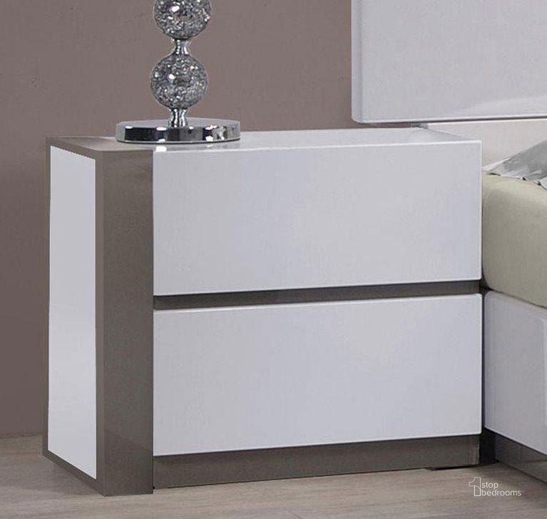 The appearance of Manila Left Nightstand designed by Chintaly Imports in the modern / contemporary interior design. This grey/white piece of furniture  was selected by 1StopBedrooms from Manila Collection to add a touch of cosiness and style into your home. Sku: MANILA-NS-L. Product Type: Nightstand. Material: MDF. Image1