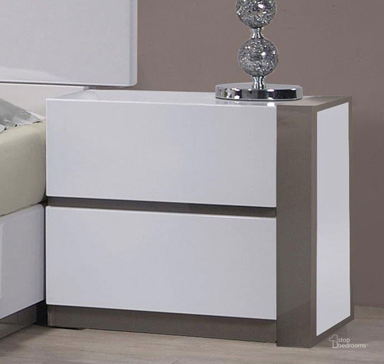 The appearance of Manila Right Nightstand designed by Chintaly Imports in the modern / contemporary interior design. This grey/white piece of furniture  was selected by 1StopBedrooms from Manila Collection to add a touch of cosiness and style into your home. Sku: MANILA-NS-R. Product Type: Nightstand. Material: MDF. Image1