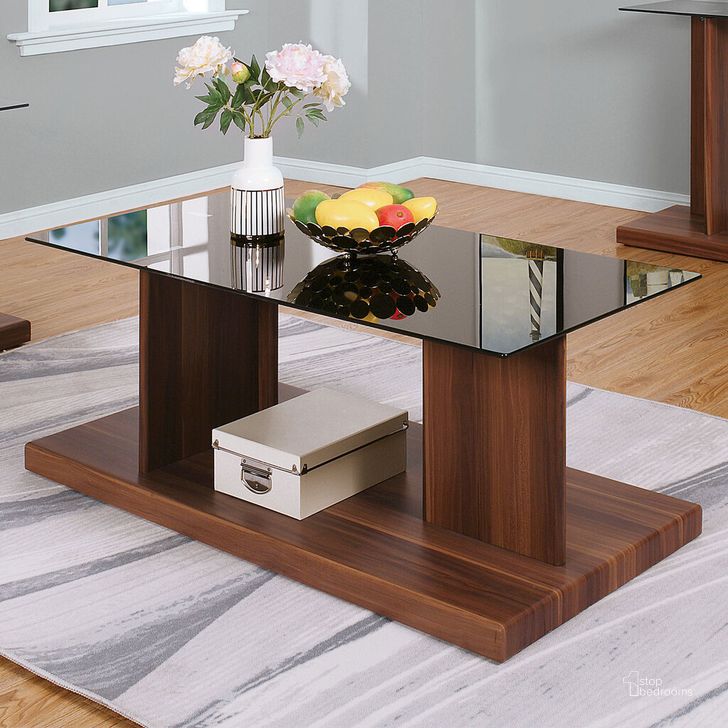 The appearance of Mannedorf Coffee Table In Black and Dark Walnut designed by Furniture of America in the modern / contemporary interior design. This black and dark walnut piece of furniture  was selected by 1StopBedrooms from Mannedorf Collection to add a touch of cosiness and style into your home. Sku: CM4567A-C. Material: Glass. Product Type: Coffee Table. Image1