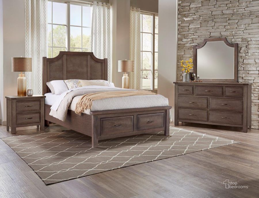The appearance of Maple Road Scalloped Storage Bedroom Set In Maple Syrup designed by Artisan & Post in the rustic / southwestern interior design. This maple syrup piece of furniture  was selected by 1StopBedrooms from Maple Road Collection to add a touch of cosiness and style into your home. Sku: 117-557;117-050B;117-502;AP-555T;117-227. Bed Type: Storage Bed. Material: Wood. Product Type: Storage Bed. Bed Size: Queen. Image1