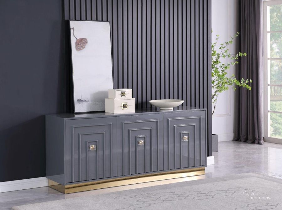 The appearance of Maria Modern High Gloss Lacquer Wood Sideboard In Gray designed by Best Master Furniture in the modern / contemporary interior design. This gray piece of furniture  was selected by 1StopBedrooms from Maria Collection to add a touch of cosiness and style into your home. Sku: T2022G. Material: Wood. Product Type: Sideboard. Image1