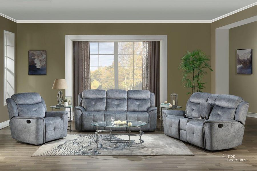 The appearance of Mariana Silver Gray Fabric Motion Sofa designed by ACME in the modern / contemporary interior design. This silver gray piece of furniture  was selected by 1StopBedrooms from Mariana Collection to add a touch of cosiness and style into your home. Sku: 55030. Material: Upholstered. Product Type: Sofa.