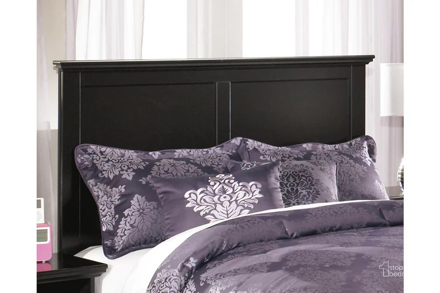 The appearance of Maribel Black Full Panel Headboard Only designed by Signature Design by Ashley in the transitional interior design. This black piece of furniture  was selected by 1StopBedrooms from Maribel Collection to add a touch of cosiness and style into your home. Sku: B138-87. Material: Wood. Product Type: Headboard. Bed Size: Full. Image1