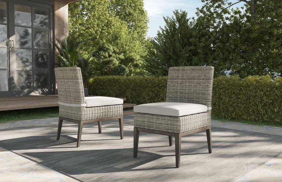 The appearance of Marina Patio Side Chair Set Of 2 designed by Steve Silver in the transitional interior design. This grey piece of furniture  was selected by 1StopBedrooms from Marina Collection to add a touch of cosiness and style into your home. Sku: MAR600C. Material: Aluminum. Product Type: Outdoor Chair. Image1