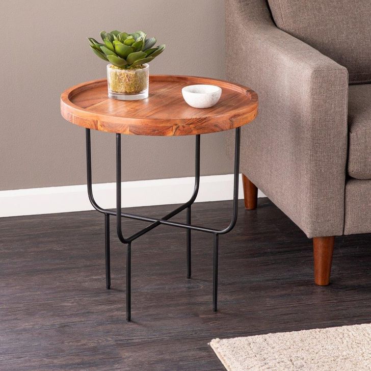 The appearance of Marisdale Round End Table designed by SEI Furniture in the modern / contemporary interior design. This natural piece of furniture  was selected by 1StopBedrooms from Marisdale Collection to add a touch of cosiness and style into your home. Sku: CK1215702. Product Type: End Table. Material: Iron. Image1