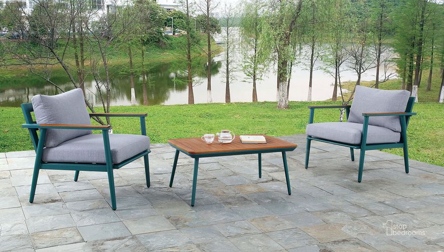The appearance of Marsha 3 Piece Outdoor Set In Gray/Green/Oak designed by Furniture of America in the modern / contemporary interior design. This gray/green/oak piece of furniture  was selected by 1StopBedrooms from Marsha Collection to add a touch of cosiness and style into your home. Sku: CM-OT1845-3PK. Material: Wood. Product Type: Outdoor Set. Image1