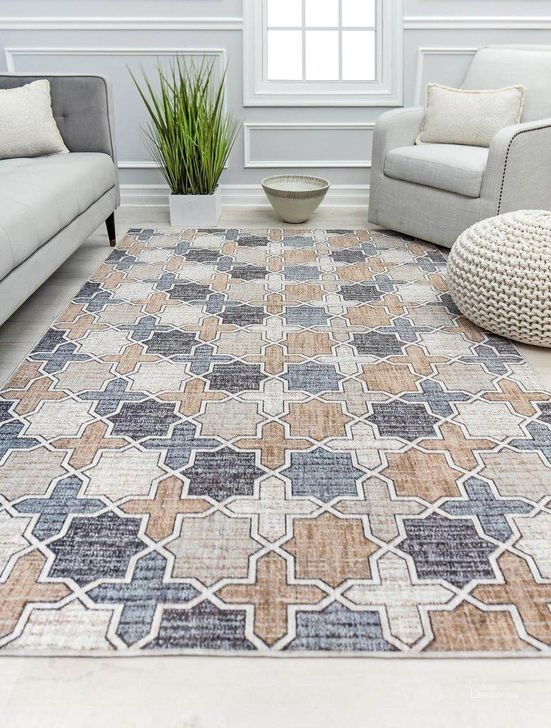 The appearance of Mason Brooks Cressida CA40A RusticTaupe Geometric Contemporary Gray 8' x 10' Area Rug designed by Rugs America in the modern / contemporary interior design. This gray piece of furniture  was selected by 1StopBedrooms from Cressida Collection to add a touch of cosiness and style into your home. Sku: RA31572. Material: Polyester. Product Type: Area Rugs. Image1