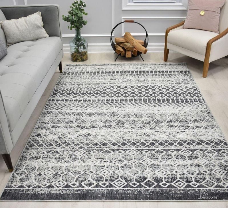 The appearance of Mason Brooks Cressida CA65A Streaky White Moroccan Tribal Gray 5'3 x 7' Area Rug designed by Rugs America in the moroccan interior design. This gray piece of furniture  was selected by 1StopBedrooms from Cressida Collection to add a touch of cosiness and style into your home. Sku: RA31591. Material: Polyester. Product Type: Area Rugs. Image1