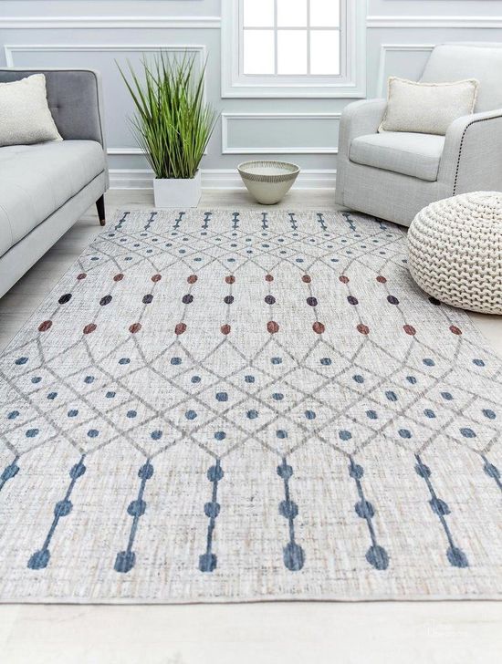 The appearance of Mason Brooks Cressida CA75A La Paloma Gray Moroccan Tribal Ivory 8' x 10' Area Rug designed by Rugs America in the moroccan interior design. This gray piece of furniture  was selected by 1StopBedrooms from Cressida Collection to add a touch of cosiness and style into your home. Sku: RA31600. Material: Polyester. Product Type: Area Rugs. Image1