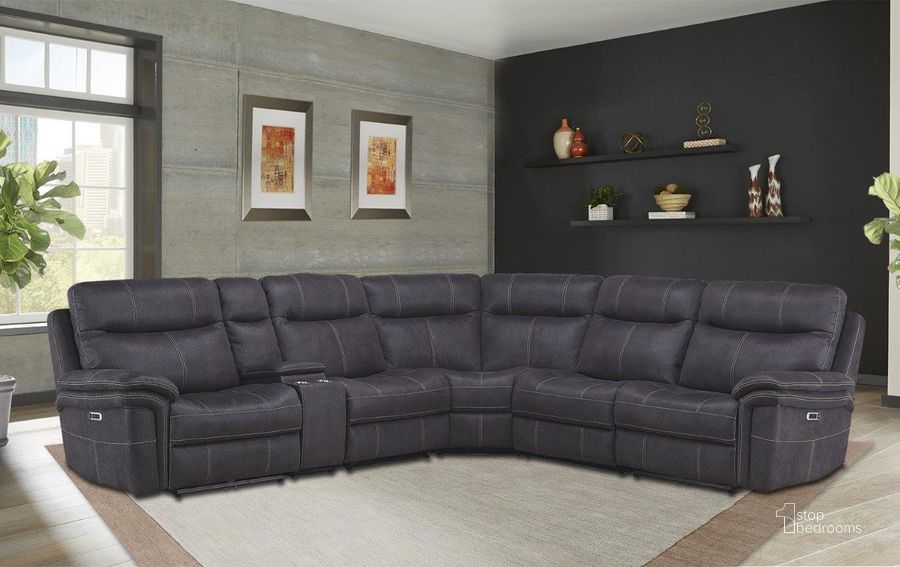 The appearance of Mason Charcoal 6 Piece Modular Power Reclining Sectional With Power Headrests Console In Charcoal designed by Parker House in the transitional interior design. This charcoal piece of furniture  was selected by 1StopBedrooms from Mason Collection to add a touch of cosiness and style into your home. Sku: MMA#810-CHA;MMA#811LPH-CHA;MMA#811RPH-CHA;MMA#840-CHA;MMA#850-CHA;MMA#860-CHA. Material: Polyester. Product Type: Sectional. Layout: L-Shape.