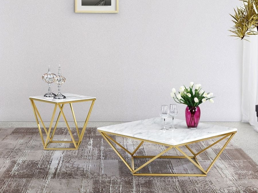 The appearance of Mason Occasional Table Set designed by Meridian in the modern / contemporary interior design. This gold piece of furniture  was selected by 1StopBedrooms from Mason Collection to add a touch of cosiness and style into your home. Sku: 216-C-1;216-C-2;216-E. Material: Other. Product Type: Occasional Table Set. Image1
