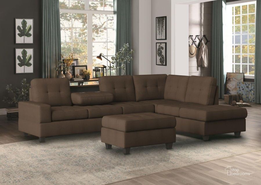 The appearance of Maston Chocolate 2 Piece RAF Sectional designed by Homelegance in the transitional interior design. This dark brown piece of furniture  was selected by 1StopBedrooms from Maston Collection to add a touch of cosiness and style into your home. Sku: 9507CHC-3;9507CHC-5. Product Type: Sectional. Layout: L-Shape. Orientation: RAF.