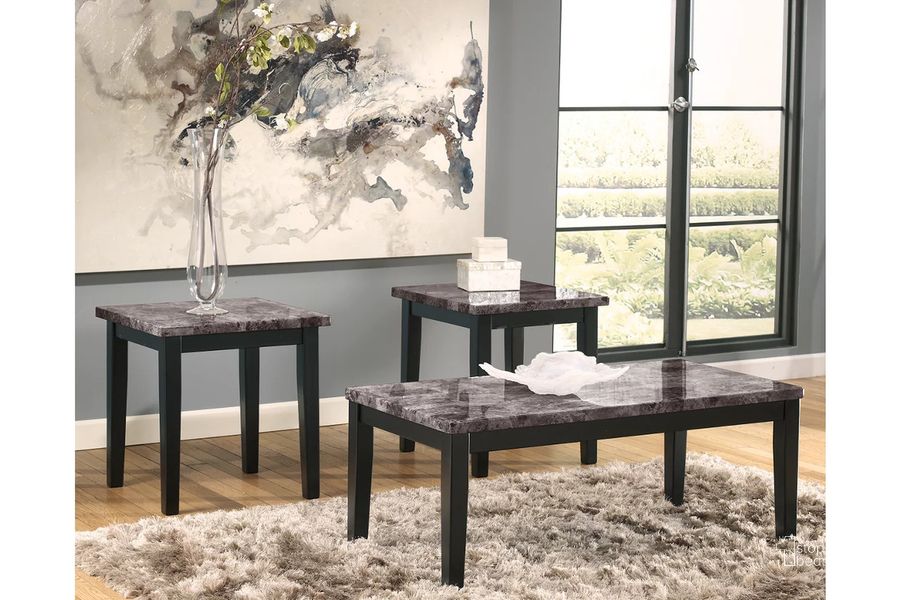 The appearance of Maysville 3-in-1 Occasional Table Set designed by Signature Design by Ashley in the modern / contemporary interior design. This black piece of furniture  was selected by 1StopBedrooms from Maysville Collection to add a touch of cosiness and style into your home. Sku: T204-13. Material: Marble. Product Type: Occasional Table Set. Table Top Shape: Rectangular. Image1