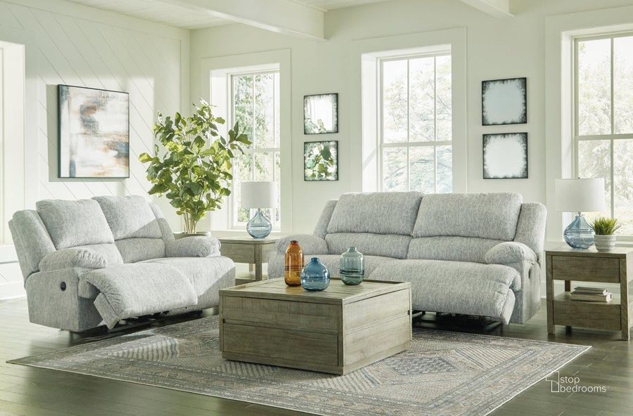 The appearance of Mcclelland Reclining Living Room Set In Gray designed by Signature Design by Ashley in the modern / contemporary interior design. This gray piece of furniture  was selected by 1StopBedrooms from Mcclelland Collection to add a touch of cosiness and style into your home. Sku: 2930281;2930286. Material: Fabric. Product Type: Living Room Set. Image1