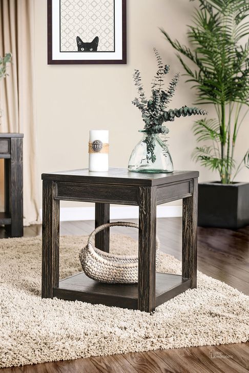 The appearance of Meadow Square End Table In Antique Black designed by Furniture of America in the rustic / southwestern interior design. This antique black piece of furniture  was selected by 1StopBedrooms from Meadow Collection to add a touch of cosiness and style into your home. Sku: CM4327E-VN. Material: Wood. Product Type: End Table. Image1