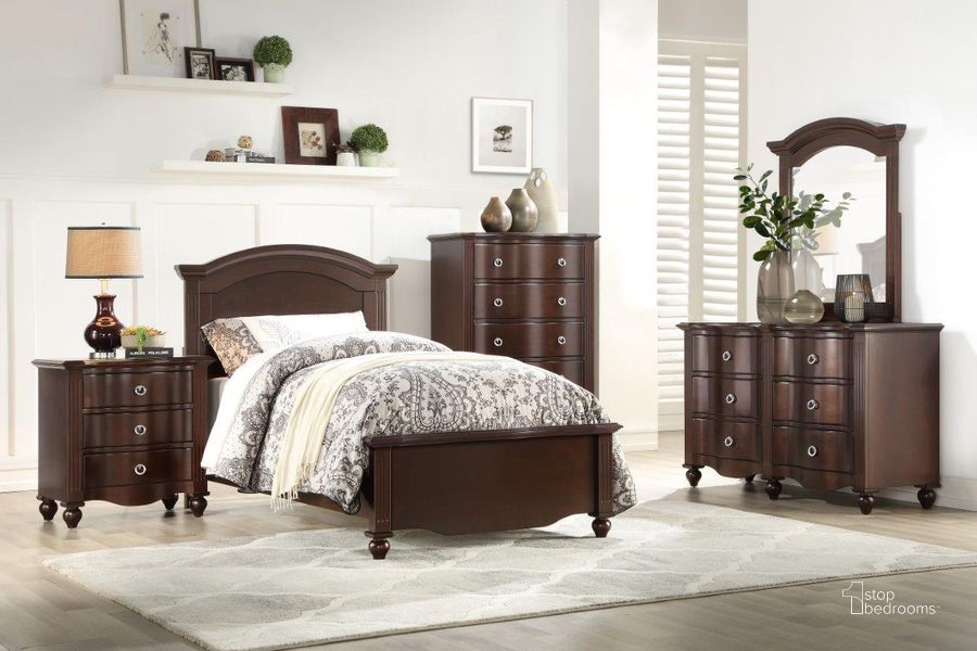 The appearance of Meghan Espresso Youth Panel Bedroom Set designed by Homelegance in the transitional interior design. This brown piece of furniture  was selected by 1StopBedrooms from Meghan Collection to add a touch of cosiness and style into your home. Sku: 2058CT-1;2058CT-2;2058CT-3;2058C-4. Bed Type: Panel Bed. Material: Wood. Product Type: Panel Bed. Bed Size: Twin. Image1