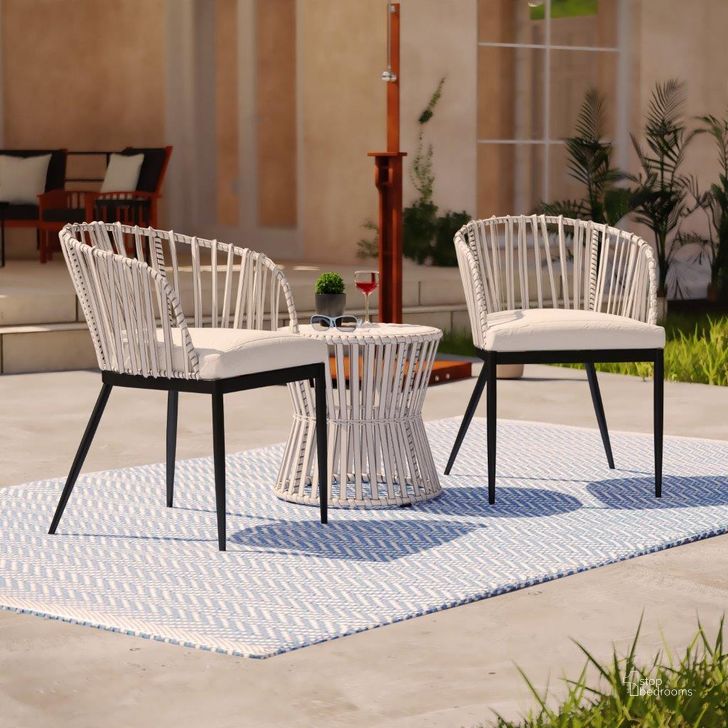 The appearance of Melilani Outdoor Chairs With Cushions Set of 2 designed by SEI Furniture in the modern / contemporary interior design. This black and white piece of furniture  was selected by 1StopBedrooms from Melilani Collection to add a touch of cosiness and style into your home. Sku: OD1086108. Material: Polyester. Product Type: Outdoor Chair. Image1