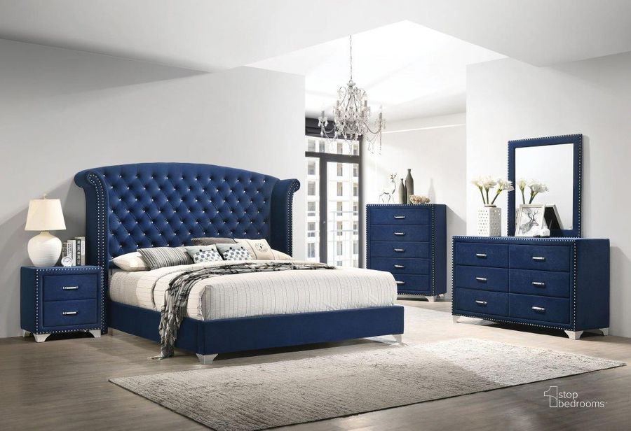 The appearance of Melody Pacific Blue Upholstered Panel Bedroom Set designed by Coaster in the modern / contemporary interior design. This blue piece of furniture  was selected by 1StopBedrooms from Melody Collection to add a touch of cosiness and style into your home. Sku: 223371QB1;223371QB2;223371QB3;223372. Bed Type: Panel Bed. Material: Wood. Product Type: Panel Bed. Bed Size: Queen. Image1
