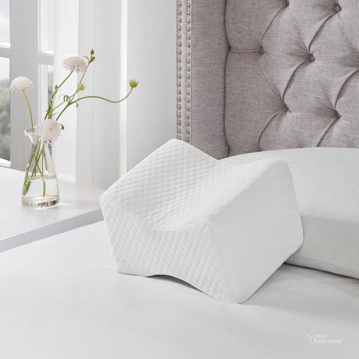 The appearance of Memory Foam Knee Pillow With Knit Cover In White designed by Olliix in the transitional interior design. This white piece of furniture  was selected by 1StopBedrooms from Memory Foam Collection to add a touch of cosiness and style into your home. Sku: BASI30-0531. Material: Fabric. Product Type: Pillow. Image1