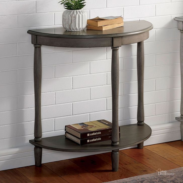 The appearance of Menton Side Table In Antique Gray designed by Furniture of America in the transitional interior design. This antique gray piece of furniture  was selected by 1StopBedrooms from Menton Collection to add a touch of cosiness and style into your home. Sku: CM-AC362GY. Material: Wood. Product Type: Side Table. Image1