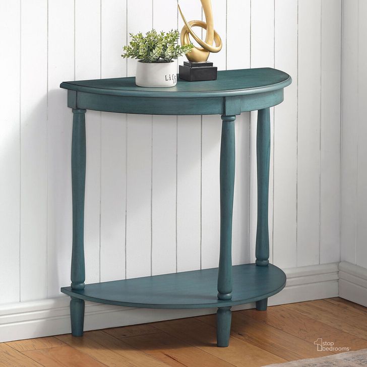 The appearance of Menton Side Table In Antique Teal designed by Furniture of America in the transitional interior design. This antique teal piece of furniture  was selected by 1StopBedrooms from Menton Collection to add a touch of cosiness and style into your home. Sku: CM-AC362GR. Material: Wood. Product Type: Side Table. Image1