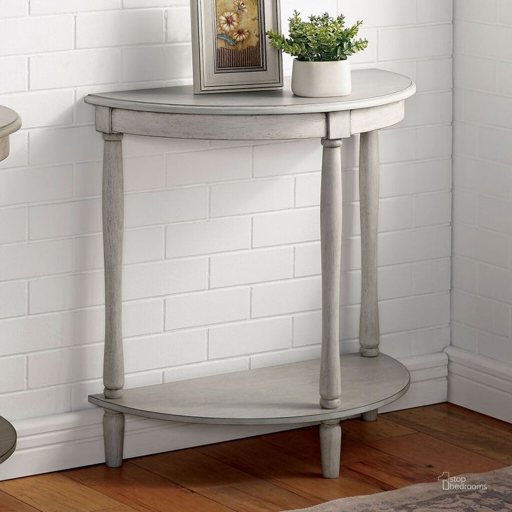 The appearance of Menton Side Table In Antique White designed by Furniture of America in the transitional interior design. This antique white piece of furniture  was selected by 1StopBedrooms from Menton Collection to add a touch of cosiness and style into your home. Sku: CM-AC362WH. Material: Wood. Product Type: Side Table. Image1