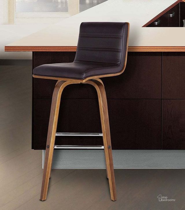 The appearance of Merchandale Brown Barstool 0qb2426668 designed by Artisan Elegance in the transitional interior design. This brown piece of furniture  was selected by 1StopBedrooms from Merchandale Collection to add a touch of cosiness and style into your home. Sku: LCVIBABRWA26. Material: Wood. Product Type: Barstool. Image1