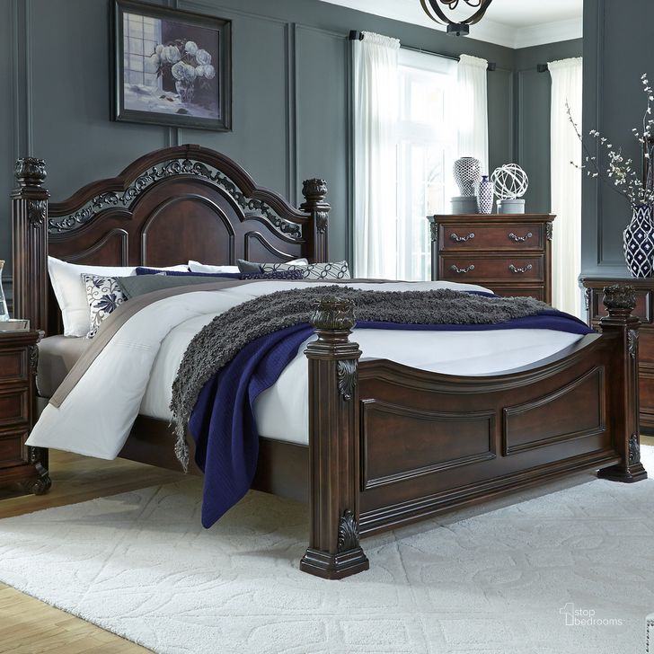 The appearance of Messina Estates California King Poster Bed designed by Liberty in the traditional interior design. This cognac piece of furniture  was selected by 1StopBedrooms from Messina Estates Collection to add a touch of cosiness and style into your home. Sku: 737-BR73C;737-BR04;737-BR03. Bed Type: Poster Bed. Product Type: Poster Bed. Bed Size: California King. Material: Rubberwood. Image1
