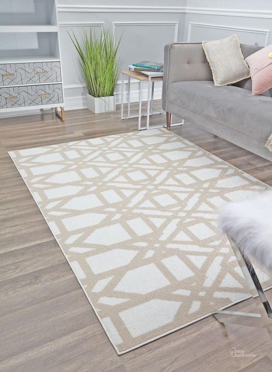 The appearance of Mika MO30A Milk and Honey Geometric Contemporary Cream 5' x 7'6 Area Rug designed by Rugs America in the modern / contemporary interior design. This honey piece of furniture  was selected by 1StopBedrooms from Mika Collection to add a touch of cosiness and style into your home. Sku: RA29110. Material: Polypropylene. Product Type: Area Rugs. Image1
