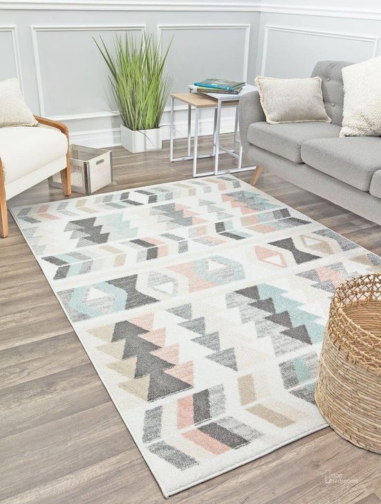 The appearance of Mika MO50A Mint Lime Geometric Contemporary Gray 9' x 12' Area Rug designed by Rugs America in the modern / contemporary interior design. This gray piece of furniture  was selected by 1StopBedrooms from Mika Collection to add a touch of cosiness and style into your home. Sku: RA30660. Material: Polypropylene. Product Type: Area Rugs. Image1