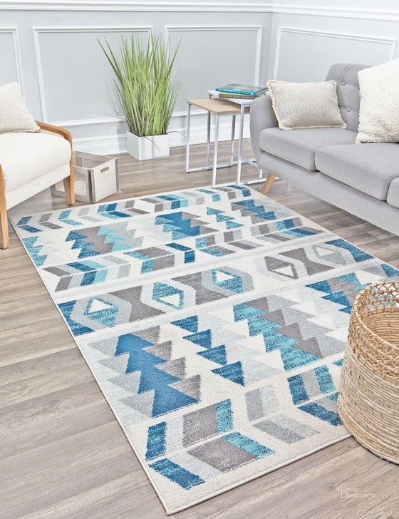 The appearance of Mika MO50C Mi x ed Berry Geometric Contemporary Blue 8' x 10' Area Rug designed by Rugs America in the modern / contemporary interior design. This blue piece of furniture  was selected by 1StopBedrooms from Mika Collection to add a touch of cosiness and style into your home. Sku: RA29121. Material: Polypropylene. Product Type: Area Rugs. Image1