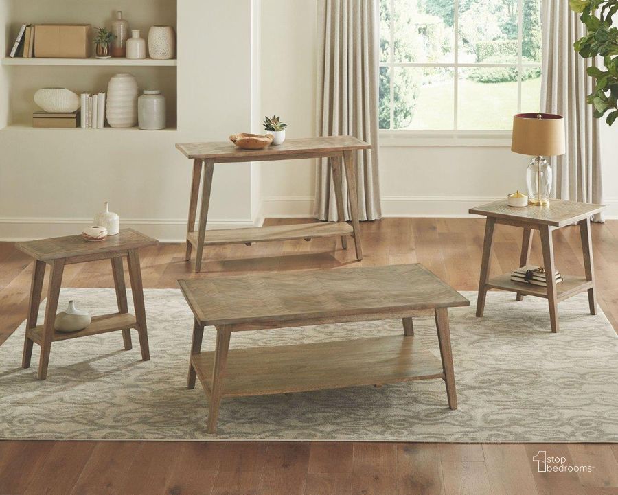 The appearance of Milani Natural Occasional Table Set designed by Steve Silver in the transitional interior design. This brown piece of furniture  was selected by 1StopBedrooms from Milani Collection to add a touch of cosiness and style into your home. Sku: ML400C;ML400EC. Material: Wood. Product Type: Occasional Table Set. Image1