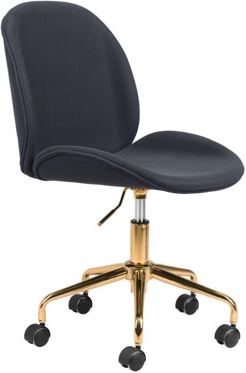 The appearance of Miles Office Chair Black designed by Zuo Modern in the modern / contemporary interior design. This black and gold piece of furniture  was selected by 1StopBedrooms from Miles Collection to add a touch of cosiness and style into your home. Sku: 101755. Material: Steel. Product Type: Office Chair. Image1