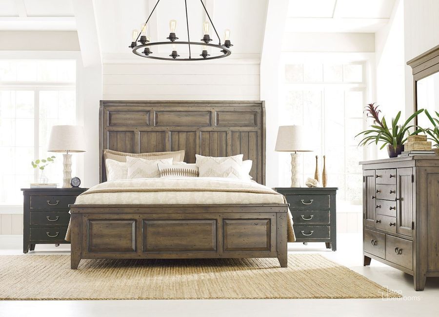 The appearance of Mill House Powell Shelter Bedroom Set (Barley) designed by Kincaid in the transitional interior design. This barley piece of furniture  was selected by 1StopBedrooms from Mill House Collection to add a touch of cosiness and style into your home. Sku: 860-304P;860-420. Bed Type: Panel Bed. Material: Wood. Product Type: Panel Bed. Bed Size: Queen. Image1