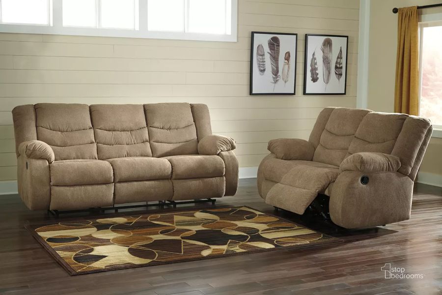 The appearance of Millstream Mocha Living Room Set designed by Artisan Elegance in the modern / contemporary interior design. This mocha piece of furniture  was selected by 1StopBedrooms from Millstream Collection to add a touch of cosiness and style into your home. Sku: 9860488;9860486. Material: Fabric. Product Type: Living Room Set. Image1