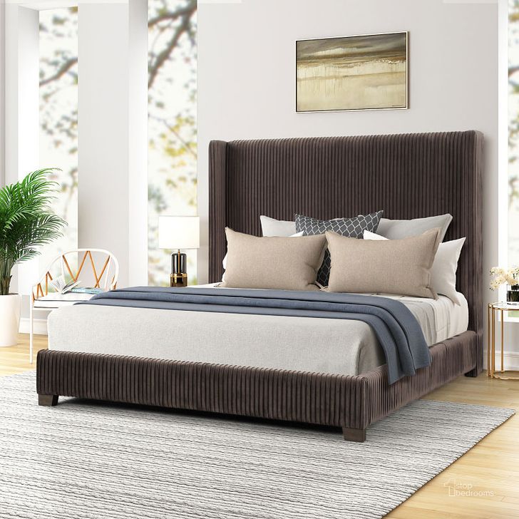 The appearance of Milo Upholstered Bed (King) designed by Bernards in the modern / contemporary interior design. This brown piece of furniture  was selected by 1StopBedrooms from Milo Collection to add a touch of cosiness and style into your home. Sku: 1149-110. Bed Type: Panel Bed. Material: Polyester. Product Type: Panel Bed. Bed Size: King. Image1