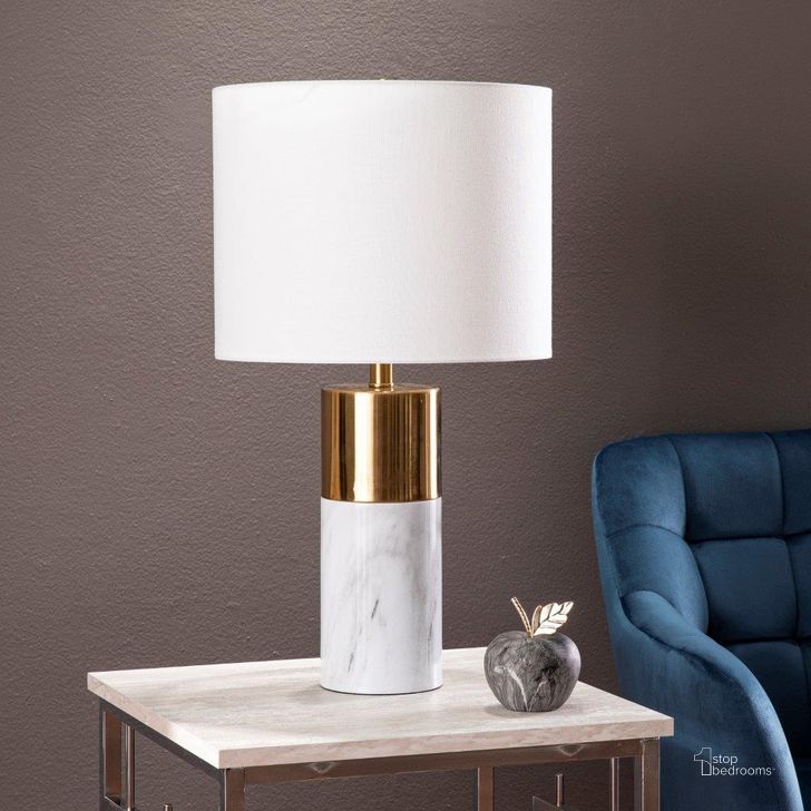 The appearance of Milvy Table Lamp designed by SEI Furniture in the transitional interior design. This gold piece of furniture  was selected by 1StopBedrooms from Milvy Collection to add a touch of cosiness and style into your home. Sku: LT1159251. Product Type: Table Lamp. Material: Iron. Image1
