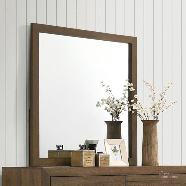 The appearance of Miquell Mirror (Oak) designed by ACME in the transitional interior design. This oak piece of furniture  was selected by 1StopBedrooms from Miquell Collection to add a touch of cosiness and style into your home. Sku: 28054. Material: Wood. Product Type: Dresser Mirror. Image1