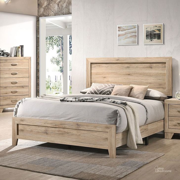 The appearance of Miquell Panel Bed (King) designed by ACME in the transitional interior design. This rustic piece of furniture  was selected by 1StopBedrooms from Miquell Collection to add a touch of cosiness and style into your home. Sku: 28037EK. Bed Type: Panel Bed. Material: Wood. Product Type: Panel Bed. Bed Size: King. Image1