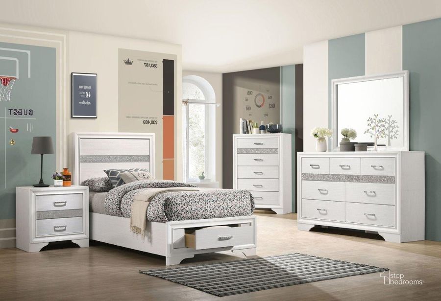 The appearance of Miranda White Youth Panel Storage Bedroom Set designed by Coaster in the transitional interior design. This white piece of furniture  was selected by 1StopBedrooms from Miranda Collection to add a touch of cosiness and style into your home. Sku: 205111TB1;205111TB2;205111TB3;205112. Bed Type: Storage Bed. Material: Wood. Product Type: Storage Bed. Bed Size: Twin. Image1